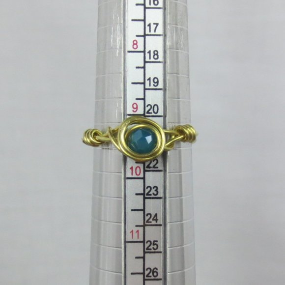 New Brass Wrapped Teal Crystal Hand Crafted Ring - Picture 8 of 9